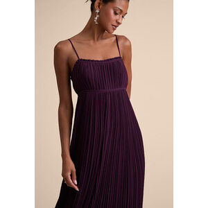 Lulus Delina Plum Plisse Chiffon Tie-back Maxi Dress Purple - Size L